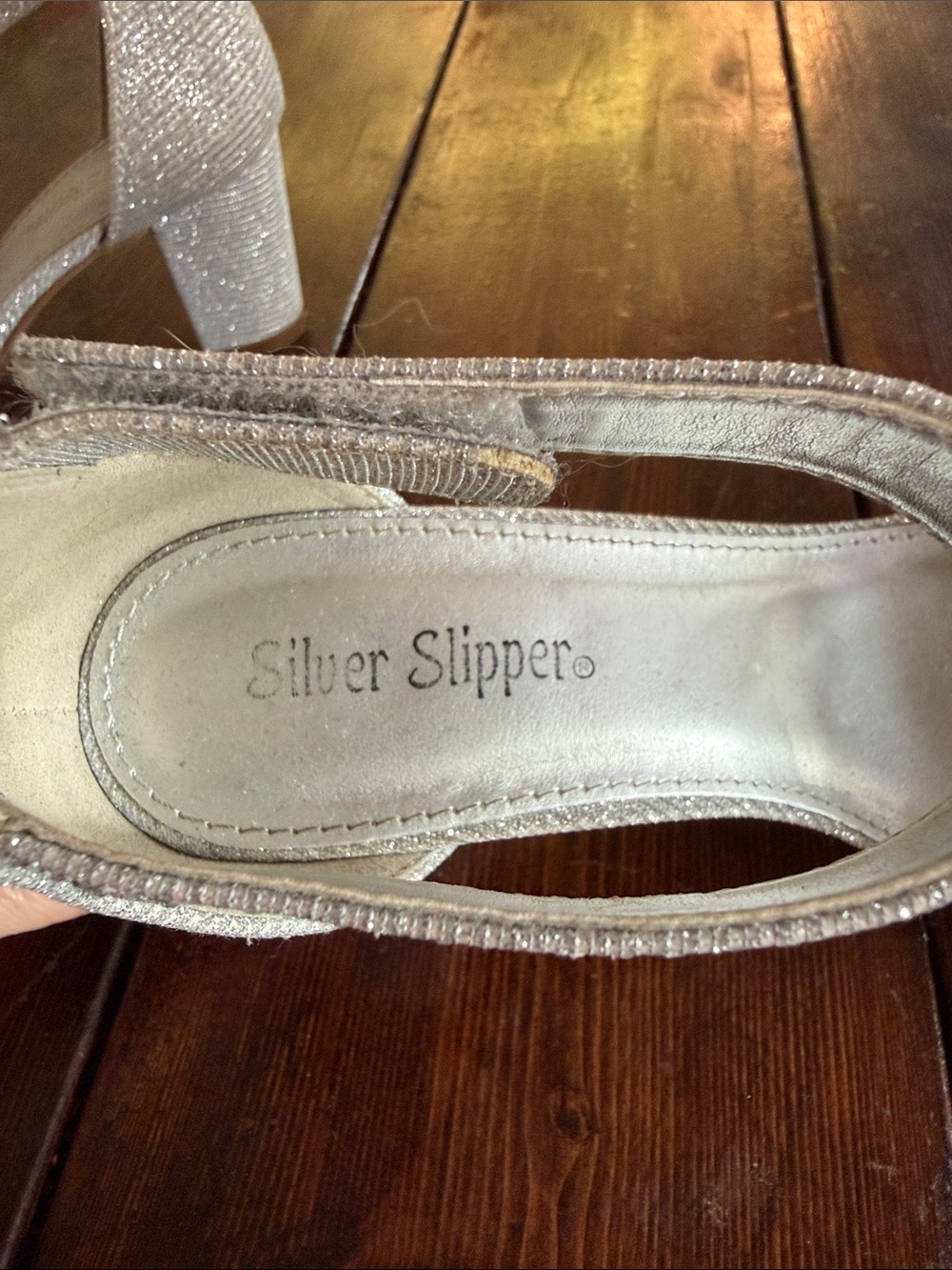 Girls' Silver Sparkle Block Heel Sandals with Ankle Strap - Picture 2 of 7